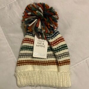Capelli of New York Multicolor Striped Pom-Pom Hat. One size for toddlers.